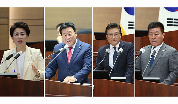 (왼쪽부터) 박남주‧허욱‧배성민‧유영채 의원