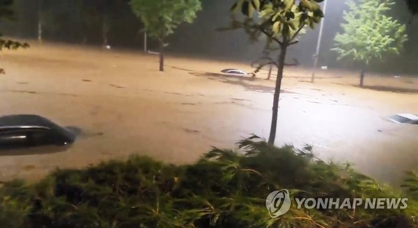 폭우로 떠다니는 차량들 / 사진=연합뉴스